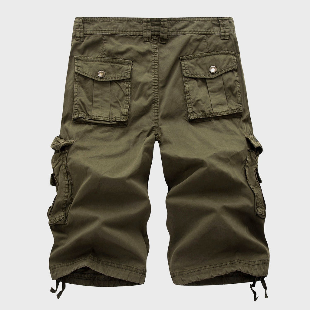 Men's Multi-Pocket Cotton Drawstring Cargo Shorts