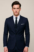 Men's Navy Three-Piece Slim-Fit Formal Suit - Navy Blue