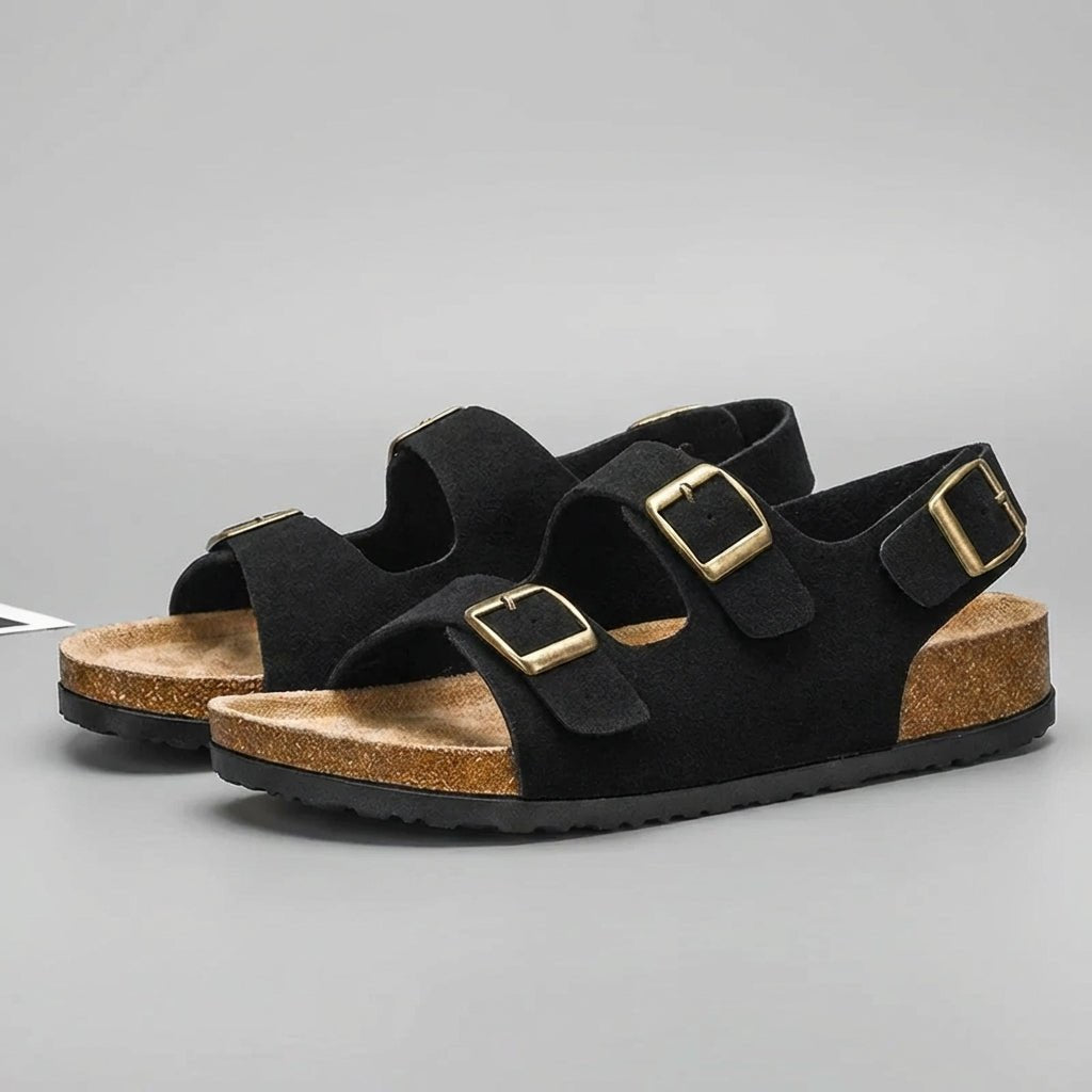 Men's Orthopedic Sandals Cork Sole Buckle Slingback