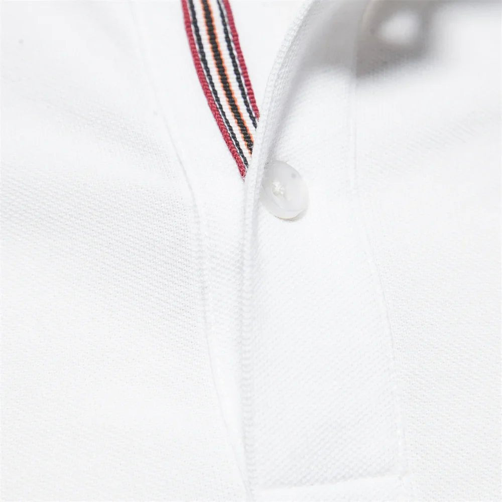 Men's Polo Shirt Short Sleeve Button Placket Embroidered