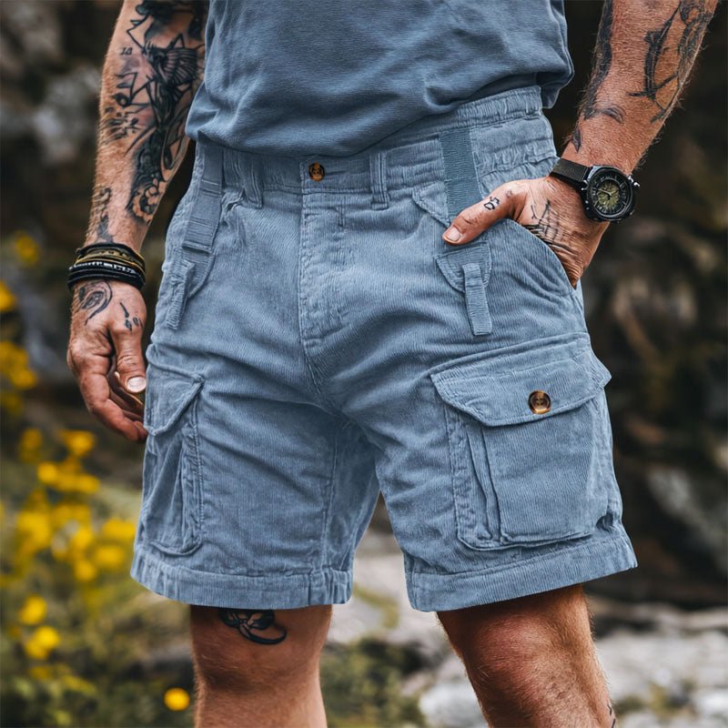 Men's Regular-Fit Corduroy Cargo Shorts - Blue