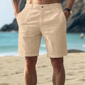 Men's Regular-Fit Linen Button-Front Summer Shorts - Khaki