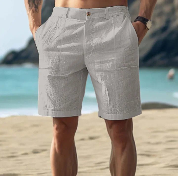 Men's Regular-Fit Linen Button-Front Summer Shorts - Gray