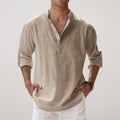 Men's Relaxed-Fit Linen Blend Long-Sleeve Shirt - Khaki