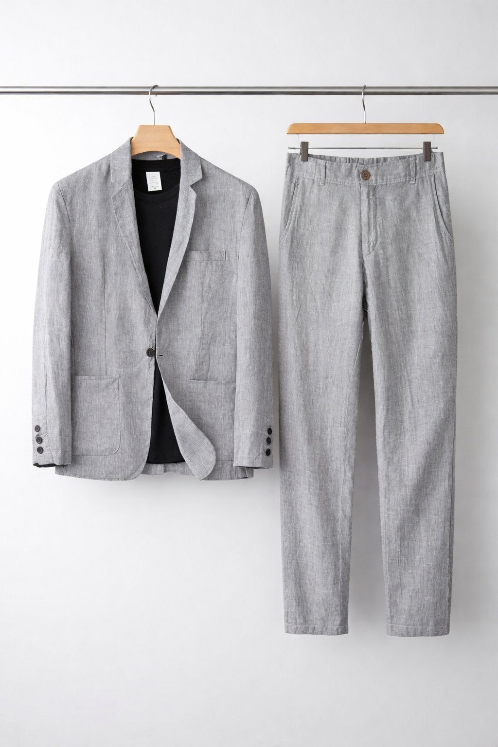 Men's Relaxed-Fit Two-Piece Linen Suit Set - Gray