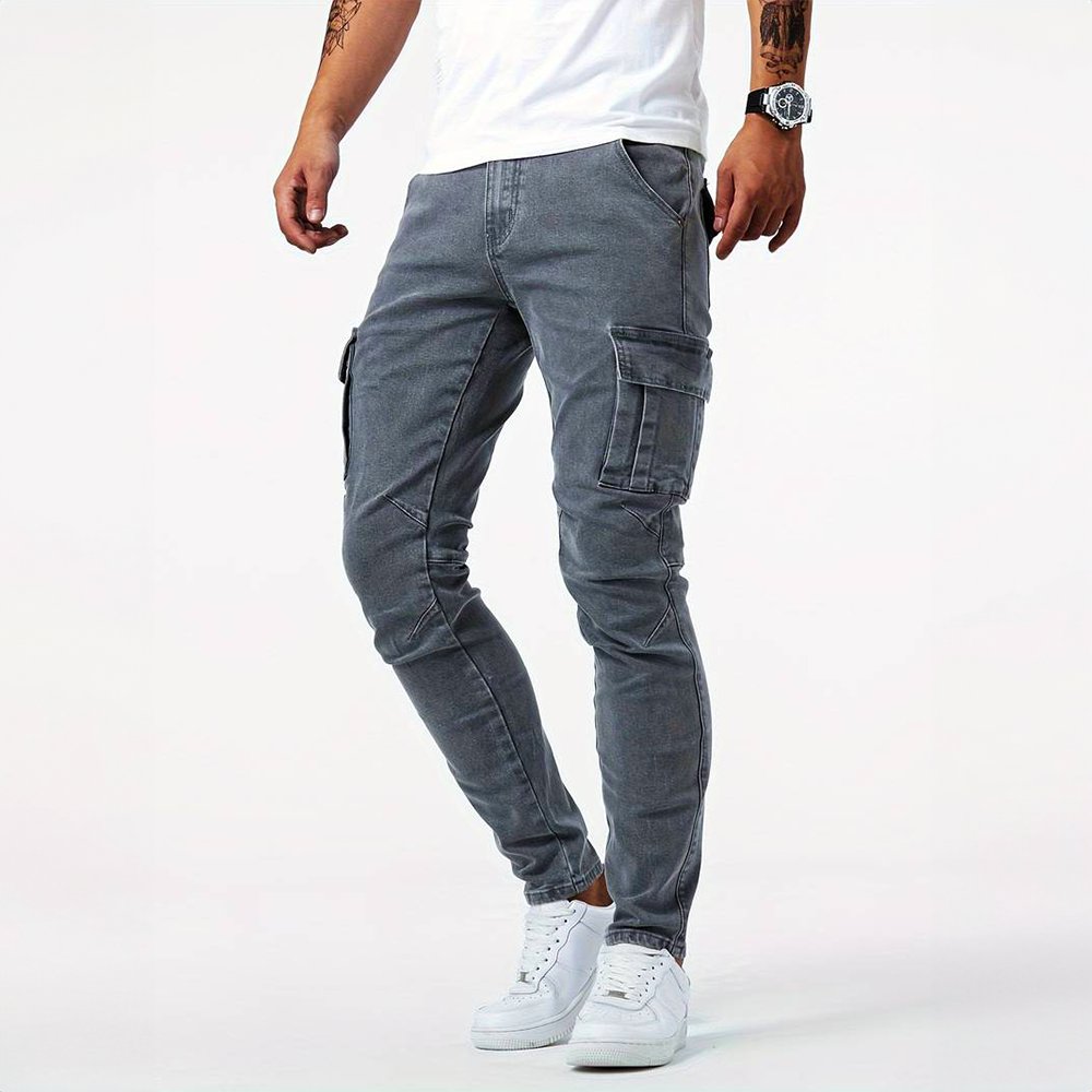 Men's Slim Fit Cargo Pants Side Pocket Casual - Gray
