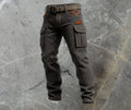 Men's Slim-Fit Textured Cargo Pants with Side Pockets - Schwarz