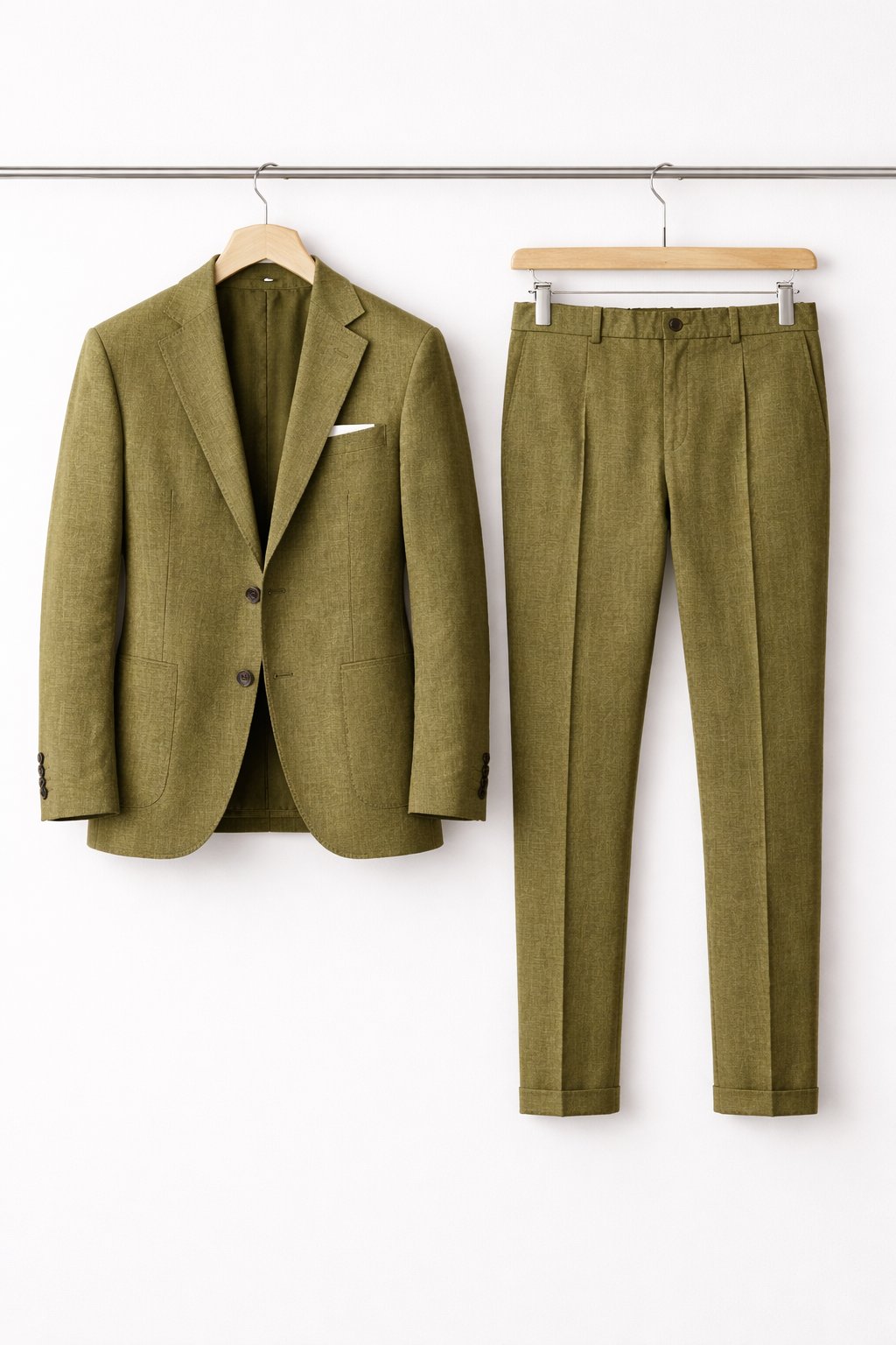 Men's Slim-Fit Two-Piece Business Suit - Olive Green