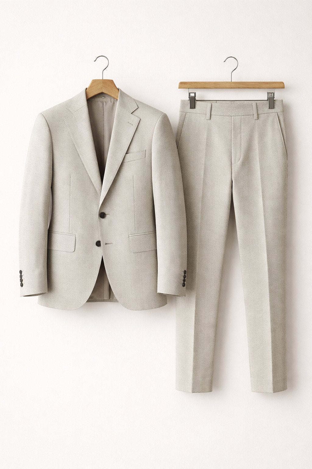 Men's Slim-Fit Two-Piece Business Suit - Light Grey
