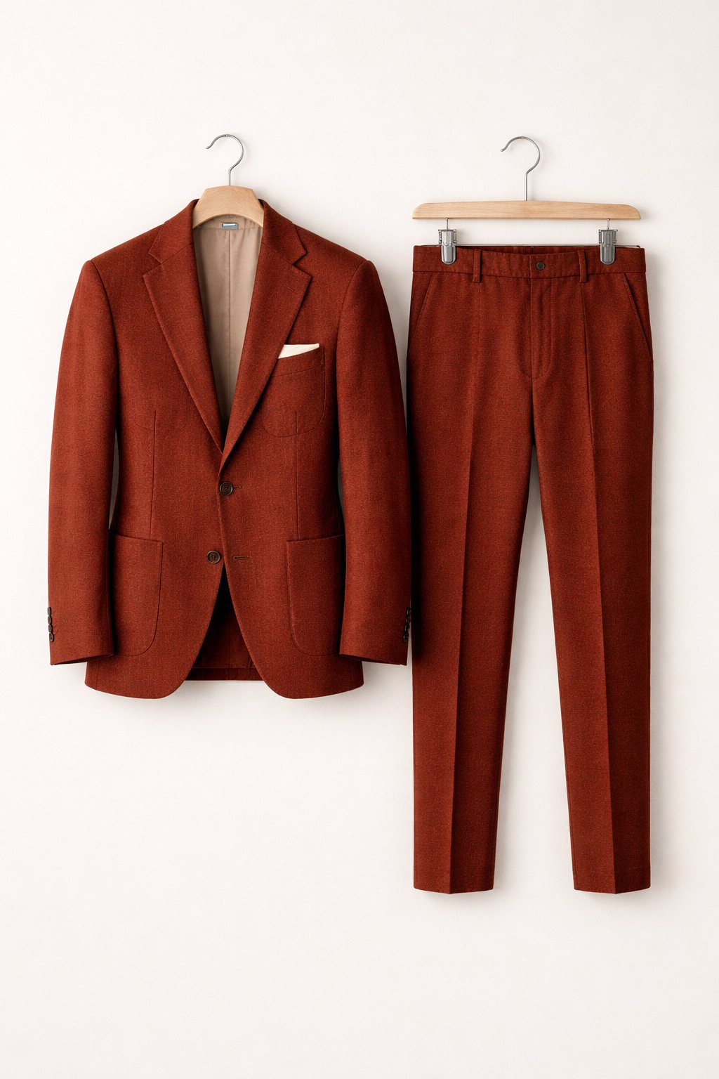 Men's Slim-Fit Two-Piece Business Suit - Burgundy