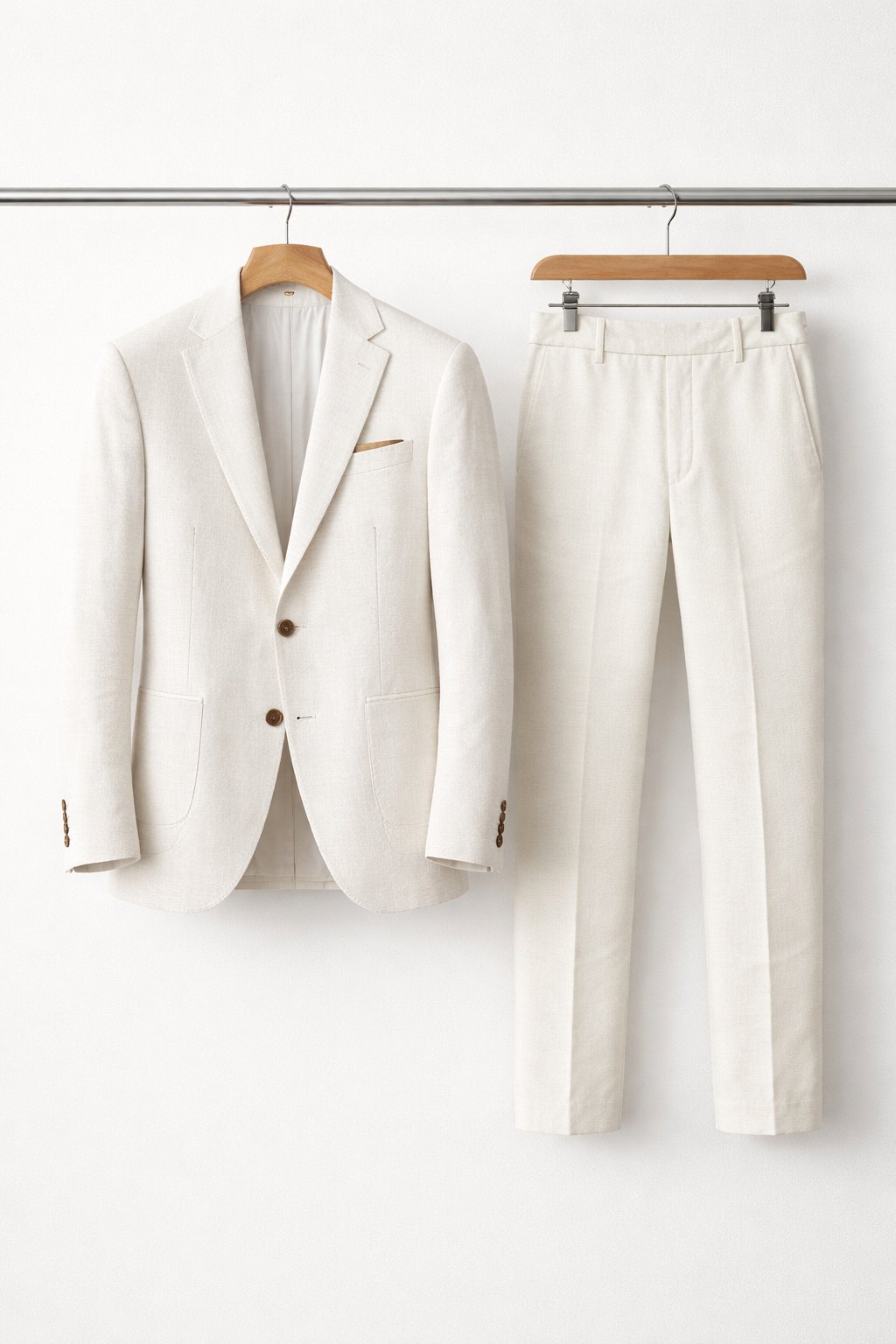 Men's Slim-Fit Two-Piece Business Suit - White