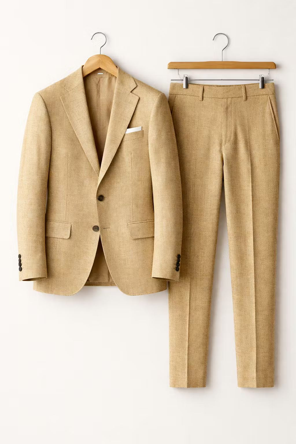 Men's Slim-Fit Two-Piece Business Suit - Khaki
