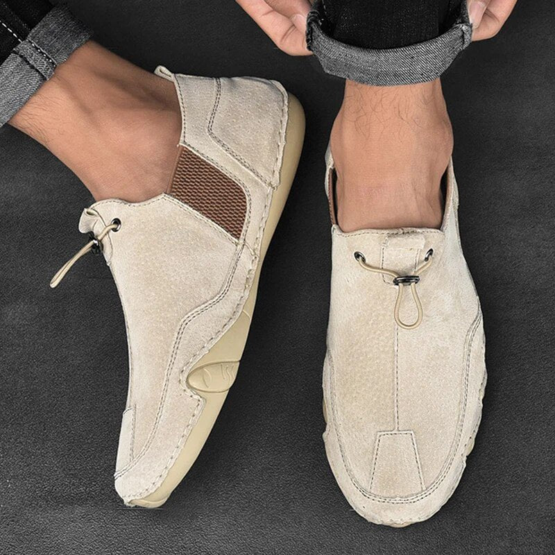 Men's Slip-On Loafers Closed-Toe Canvas Toggle Comfort - Khaki