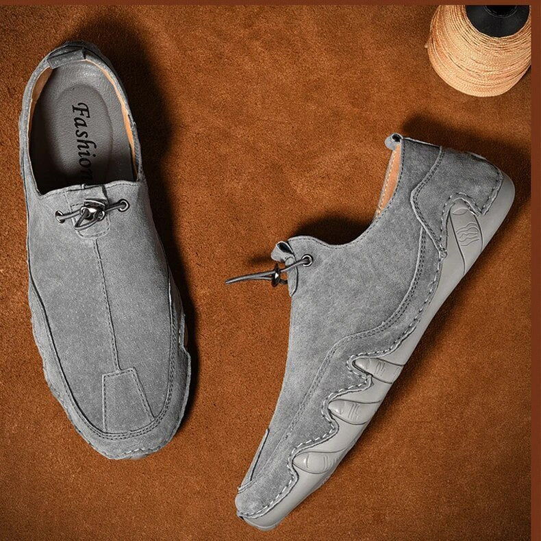 Men's Slip-On Loafers Closed-Toe Canvas Toggle Comfort - Gray