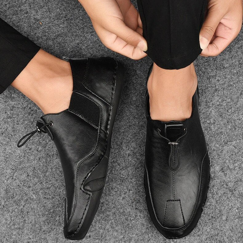 Men's Slip-On Loafers Closed-Toe Canvas Toggle Comfort - Black