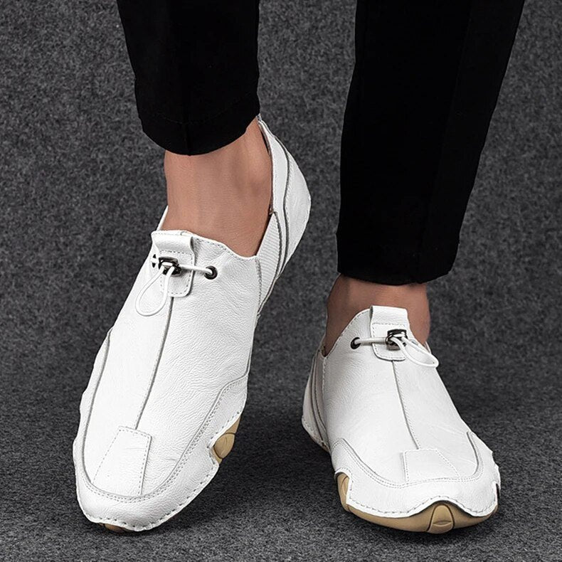 Men's Slip-On Loafers Closed-Toe Canvas Toggle Comfort - White