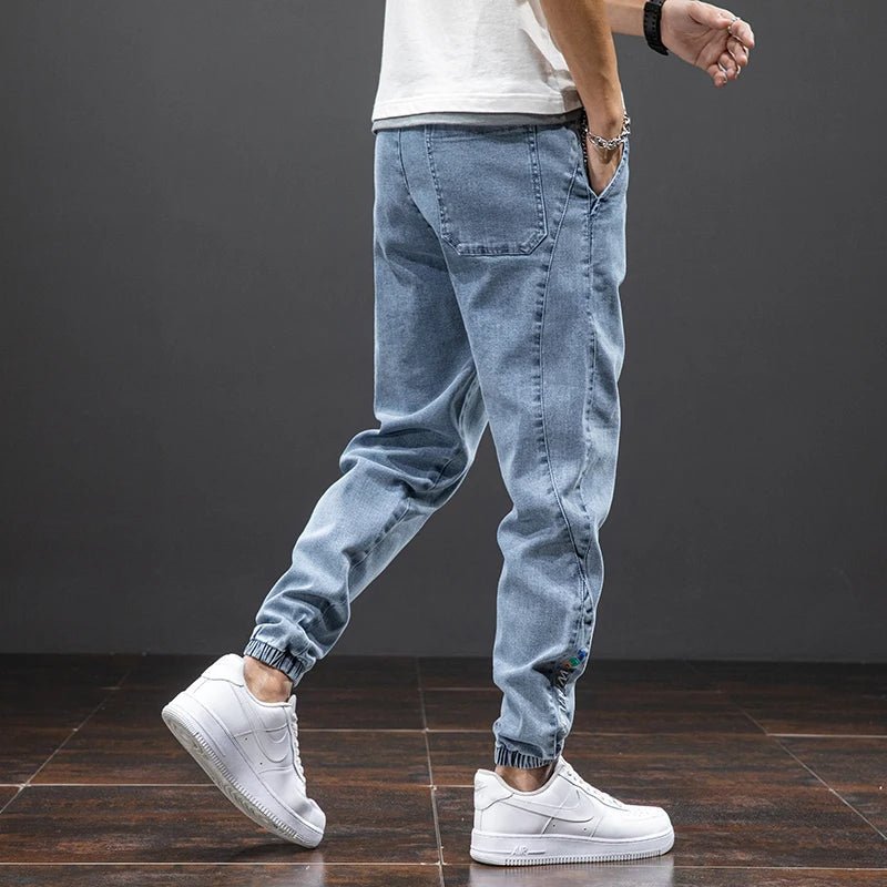 Men's Stretch Denim Elastic Waistband Jogger Pants