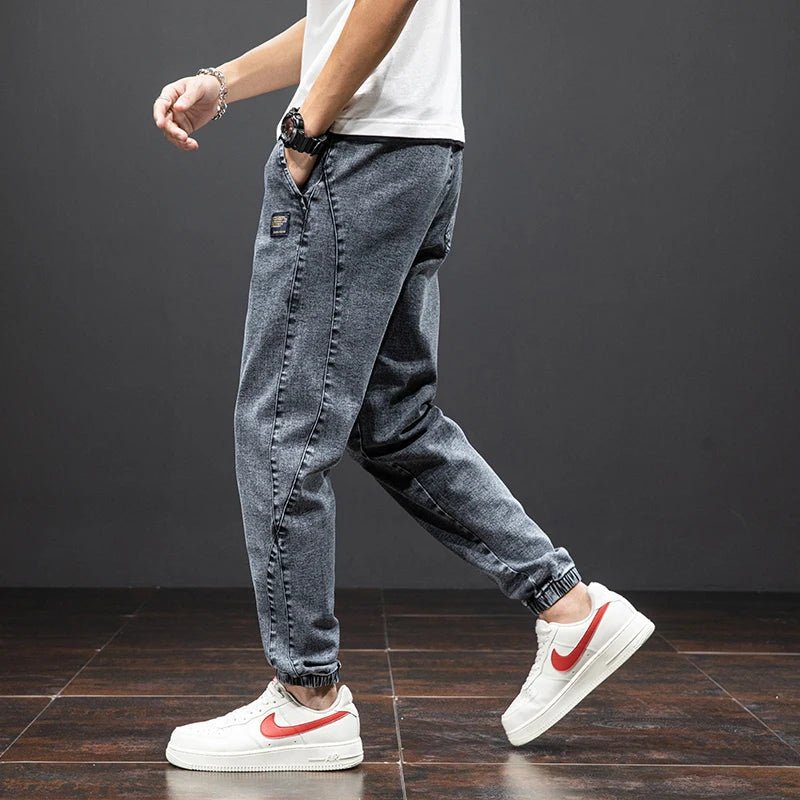 Men's Stretch Denim Elastic Waistband Jogger Pants