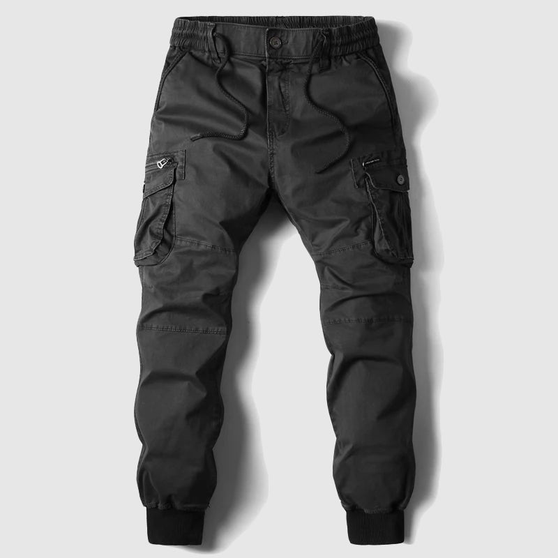 Men's Tactical Cargo Elastic-Waist Jogger Pants - Black