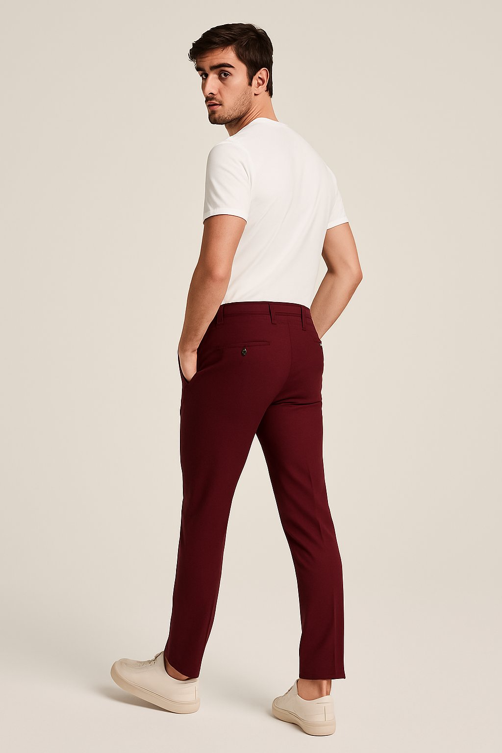 Men's Tailored Slim-Fit Button-Closure Pants