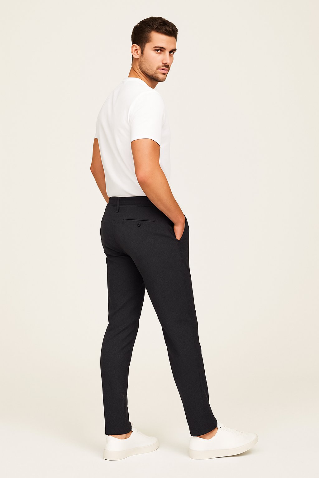 Men's Tailored Slim-Fit Button-Closure Pants