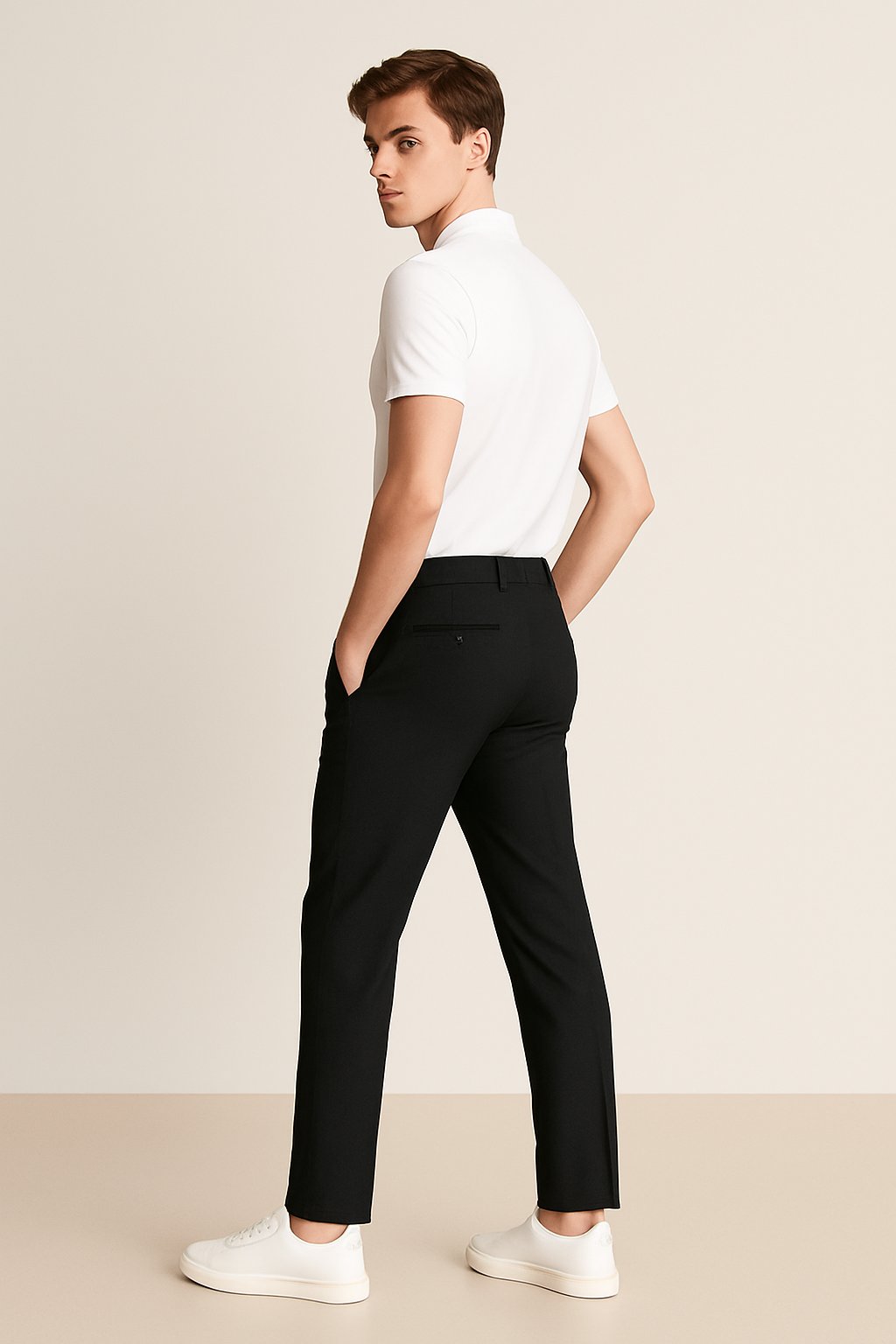 Men's Tailored Slim-Fit Button-Closure Pants