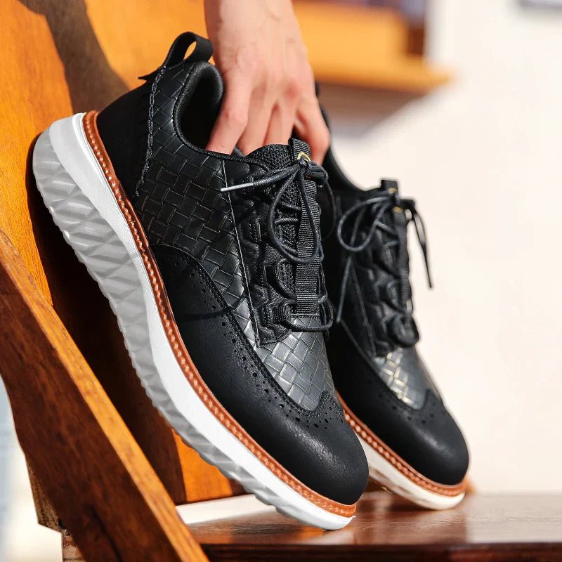 Men's Vegan Leather Sneakers Orthopedic Lace-Up Casual