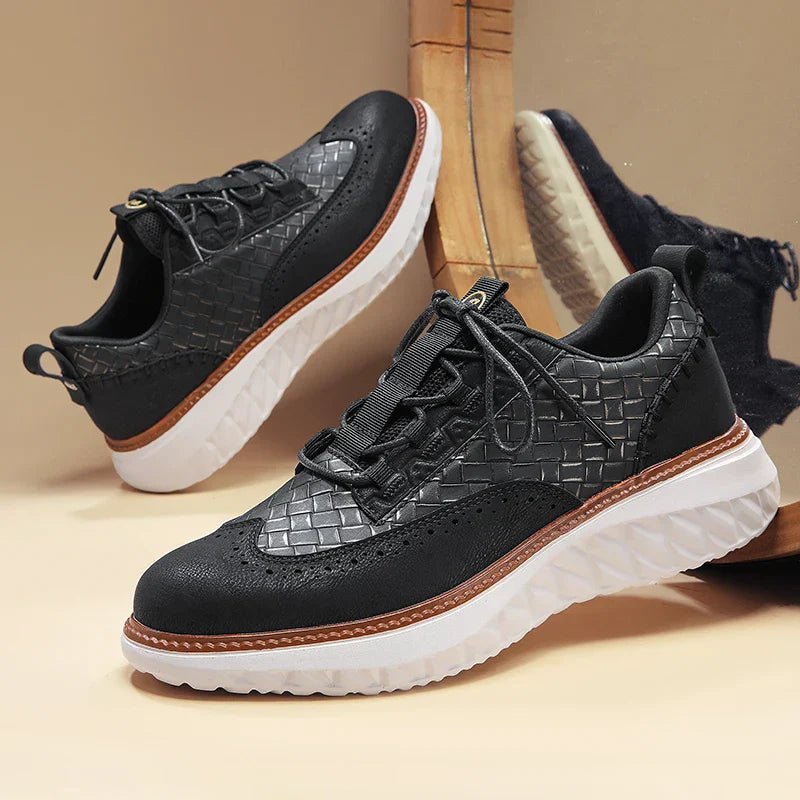 Men's Vegan Leather Sneakers Orthopedic Lace-Up Casual