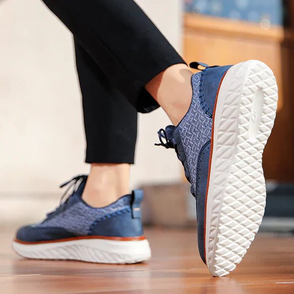 Men's Vegan Leather Sneakers Orthopedic Lace-Up Casual