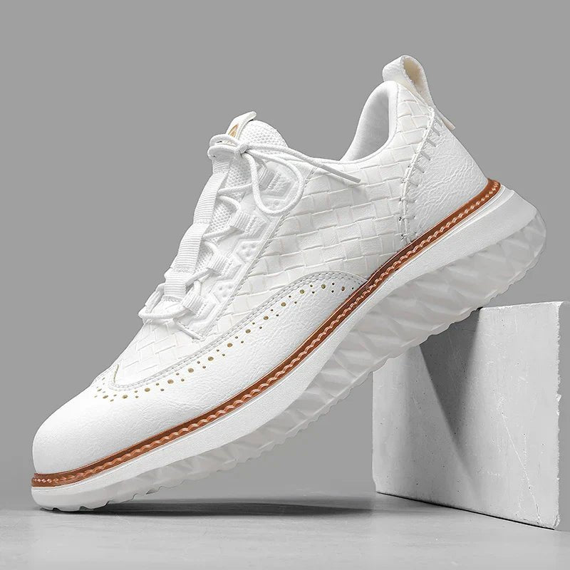 Men's Vegan Leather Sneakers Orthopedic Lace-Up Casual - White
