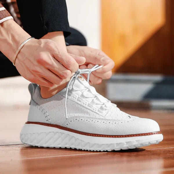 Men's Vegan Leather Sneakers Orthopedic Lace-Up Casual