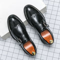Men's Wingtip Monk Strap Brogue Oxford Dress Shoes - Black