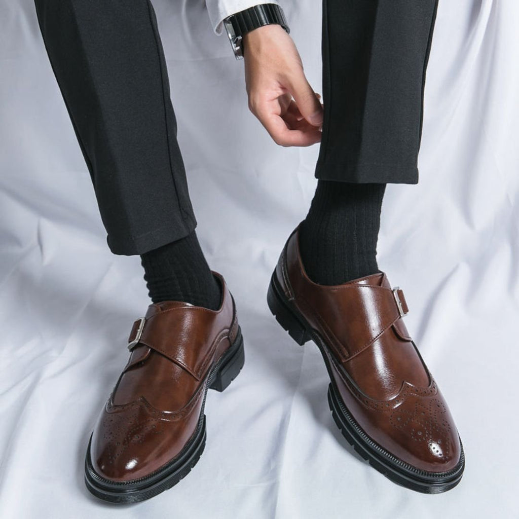 Men's Wingtip Monk Strap Brogue Oxford Dress Shoes