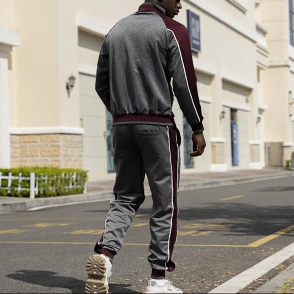 Men's Zip Up Tracksuit Set 2 Piece Color Block Athletic