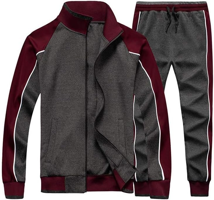 Men's Zip Up Tracksuit Set 2 Piece Color Block Athletic