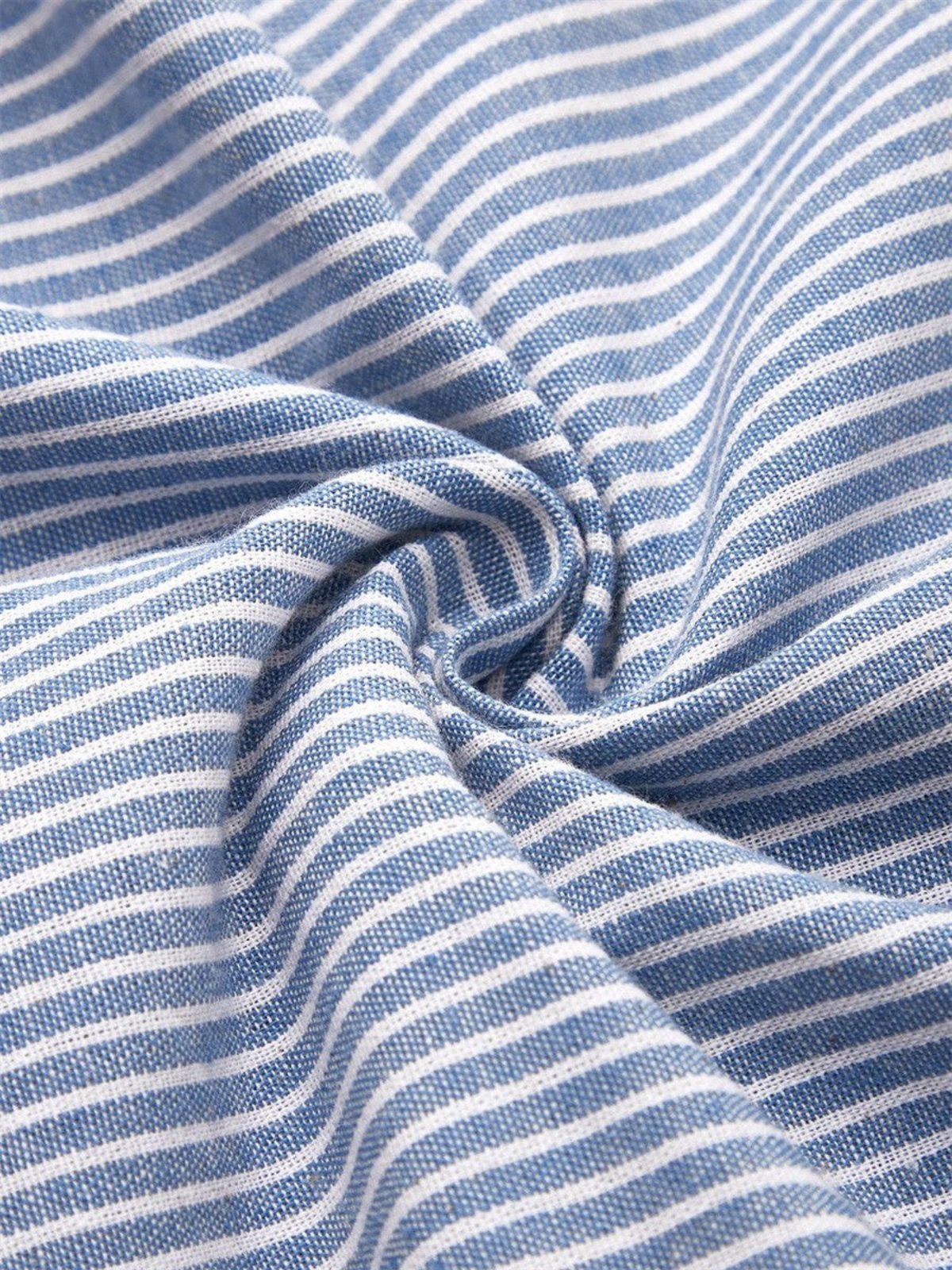 Midi Dress Cotton Striped Button Detail Short Sleeve