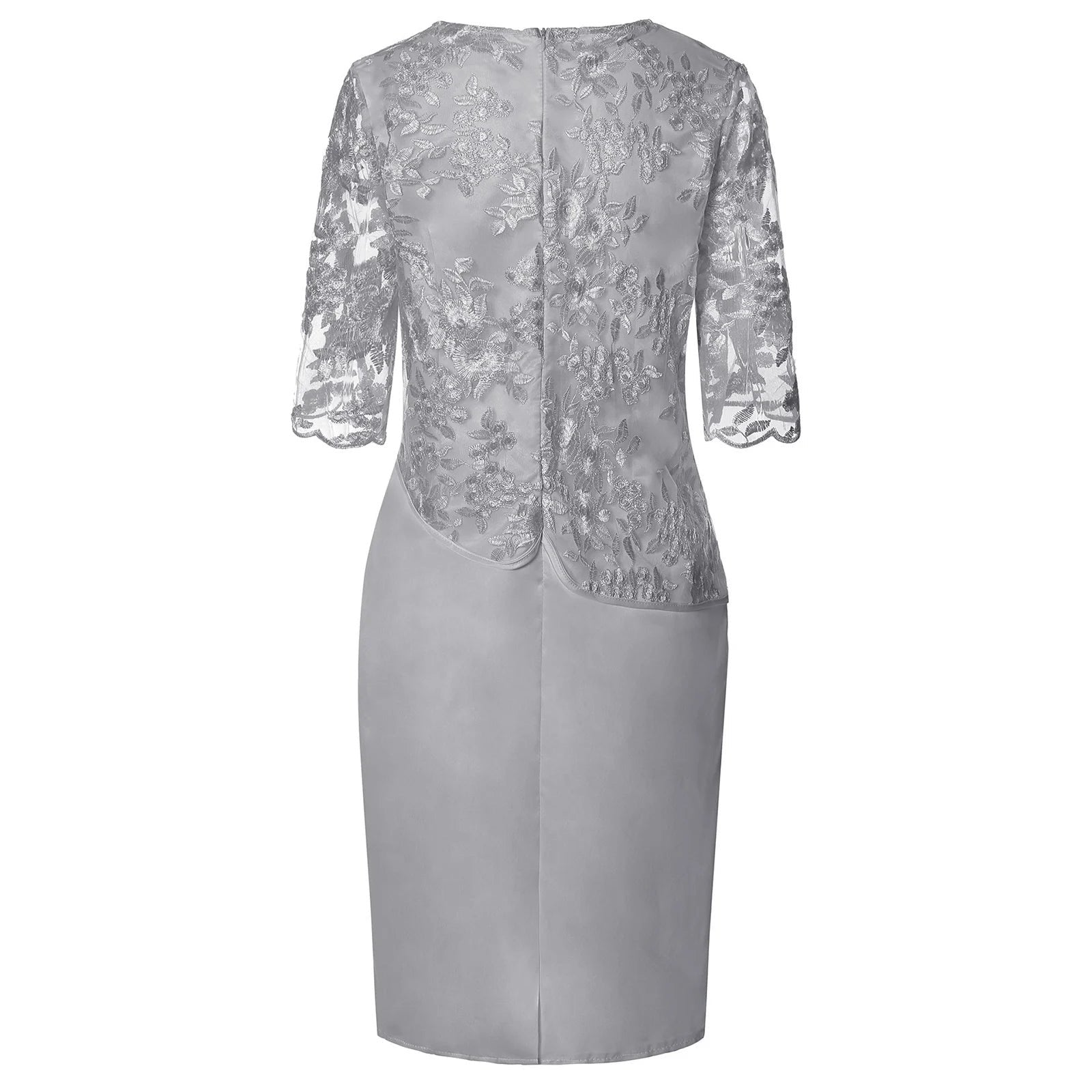 Midi Dress Floral Lace Overlay Three Quarter Sleeve