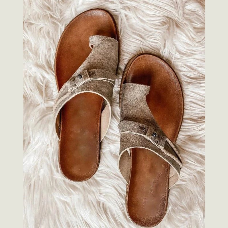 Orthopedic Comfort Sandals Open Toe Arch Support Cushioned - Khaki