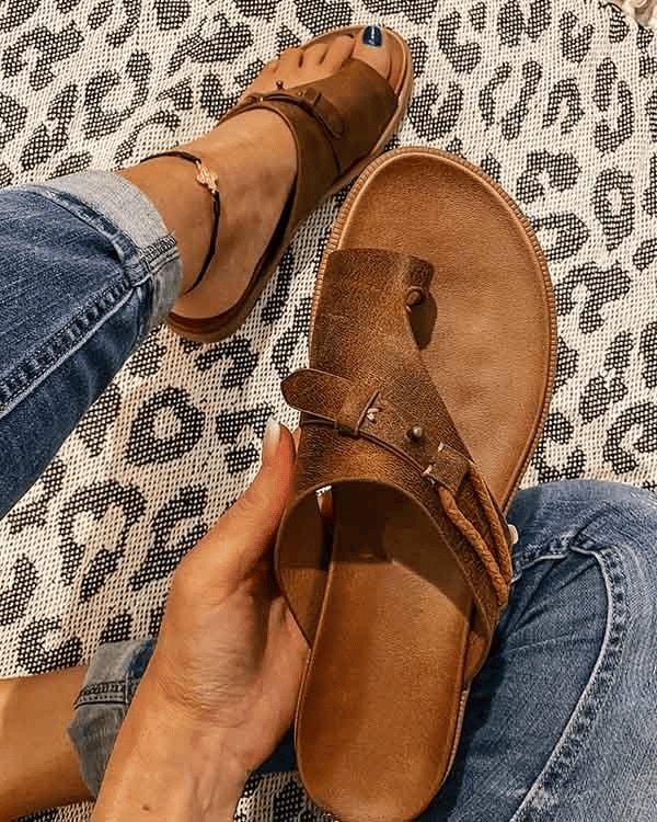 Orthopedic Comfort Sandals Open Toe Arch Support Cushioned - Brown