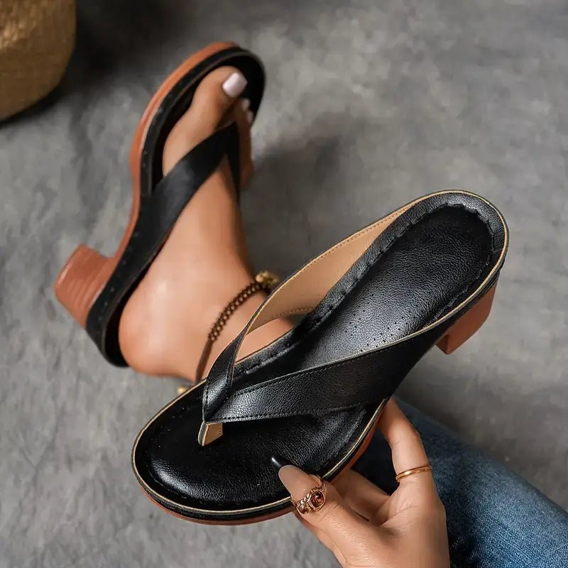 Orthopedic Heel Sandals Block Heel Cushioned Footbed