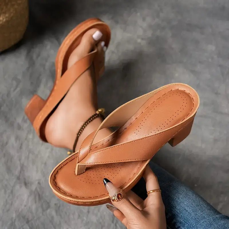 Orthopedic Heel Sandals Block Heel Cushioned Footbed