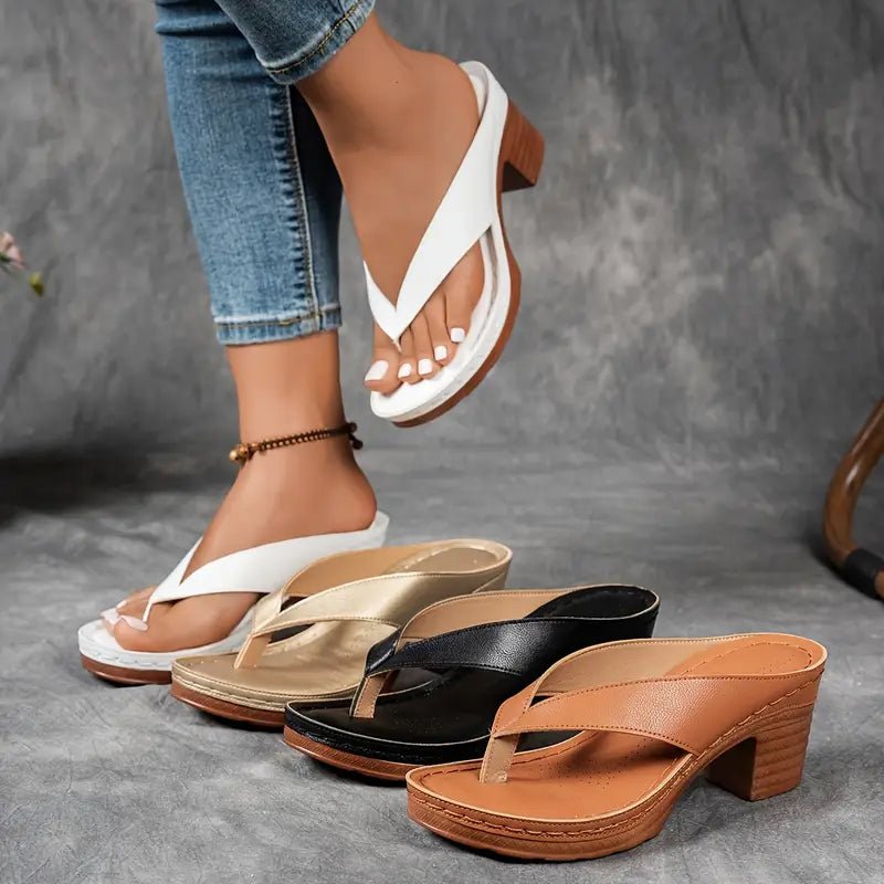 Orthopedic Heel Sandals Block Heel Cushioned Footbed