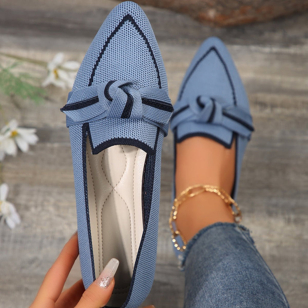 Orthopedic Knit Flats Pointed Toe Lightweight Loafers - Blue