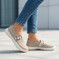 Orthopedic Loafers Buckle Strap Slip-On Comfort Shoes Women - Beige