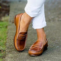 Orthopedic Loafers Women Slip-On Leather Comfort - Brown