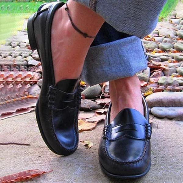 Orthopedic Loafers Women Slip-On Leather Comfort - Black