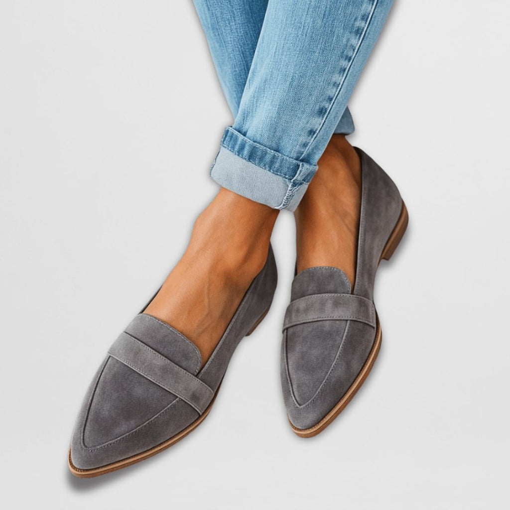 Orthopedic Loafers Women's Soft Suede Slip-On Comfort - Gray