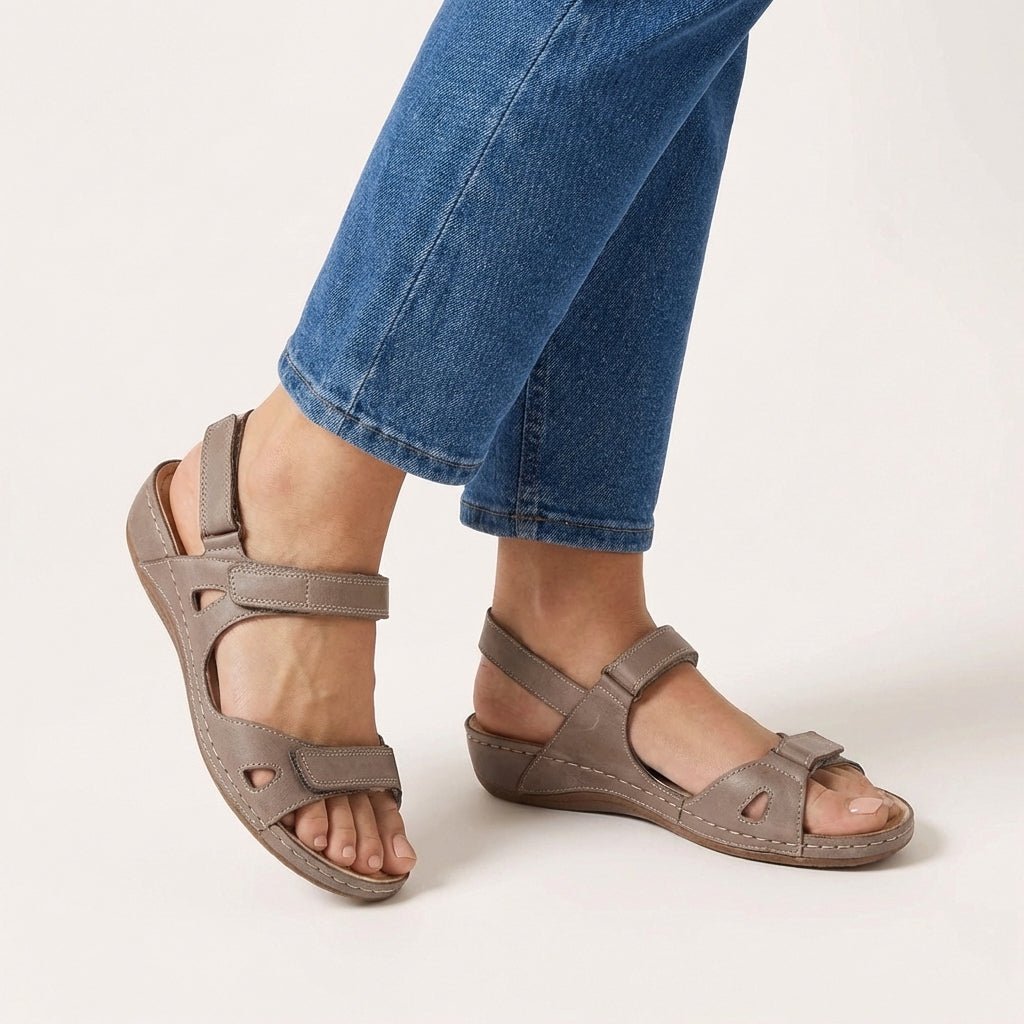 Orthopedic Sandals Open Toe Adjustable Strap Comfort - Gray