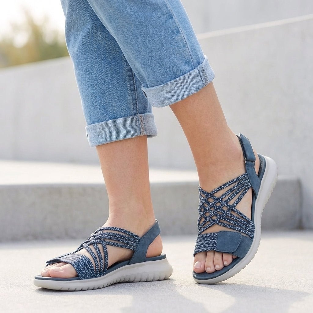 Orthopedic Sandals Strappy Adjustable Comfort Support - Blue