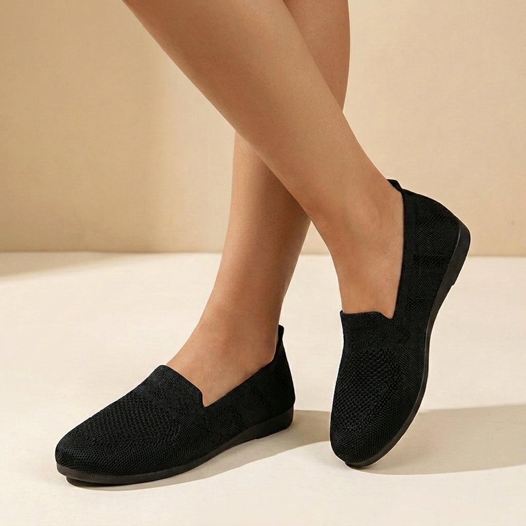 Orthopedic Slip-On Flats Knit Round Toe Women's Comfort - Black